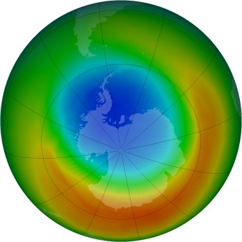 Antarctic ozone map for 1988-10